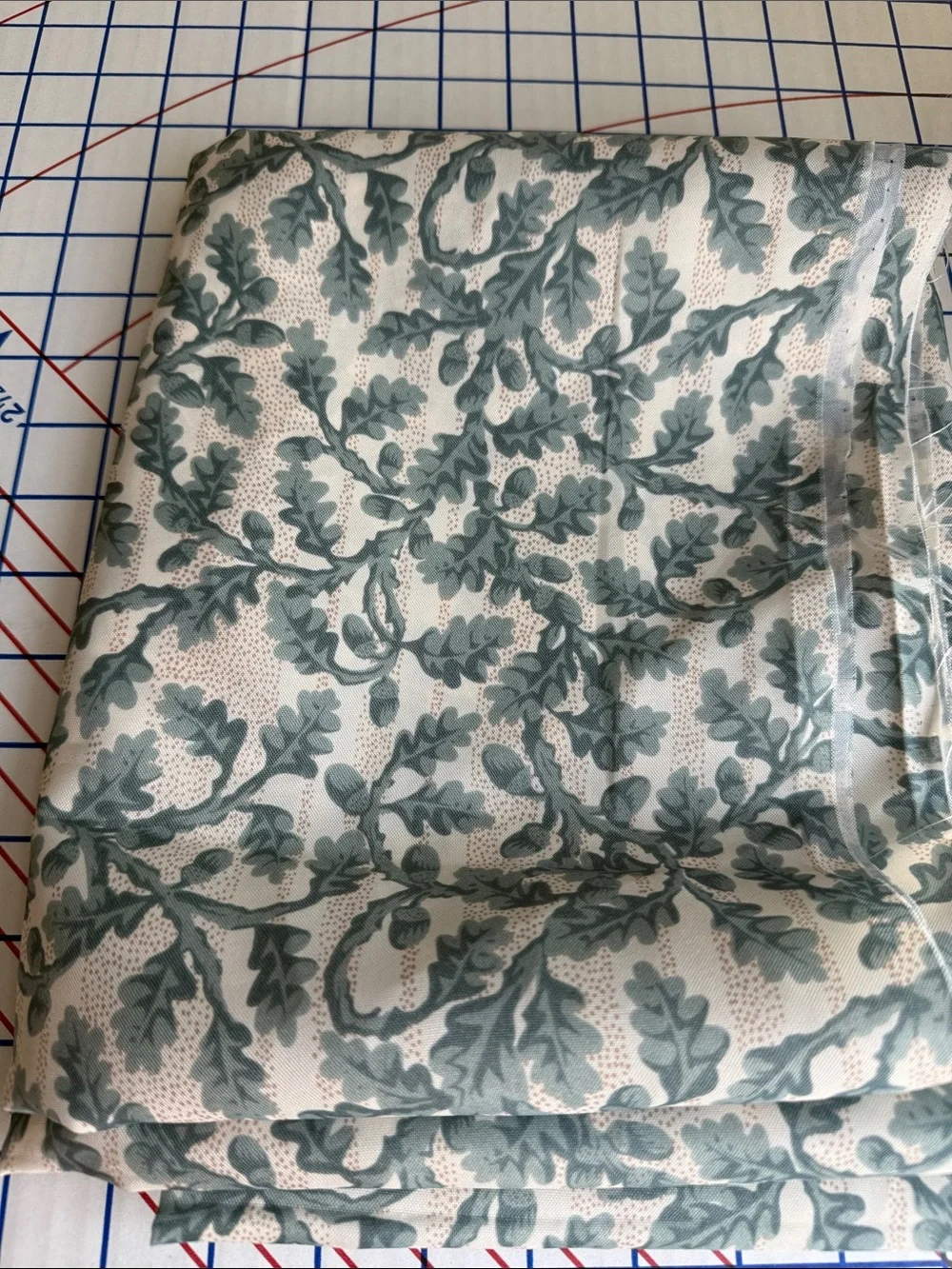 Vintage Lightweight Lining Fabric Oak Acorn Print 2+ Yds x 56